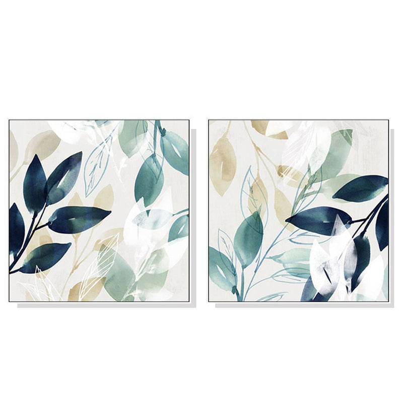 70cmx70cm Watercolour style leaves 2 Sets White Frame Canvas Wall Art - Home & Garden > Wall Art - Rivercity House & Home Co. (ABN 18 642 972 209) - Affordable Modern Furniture Australia