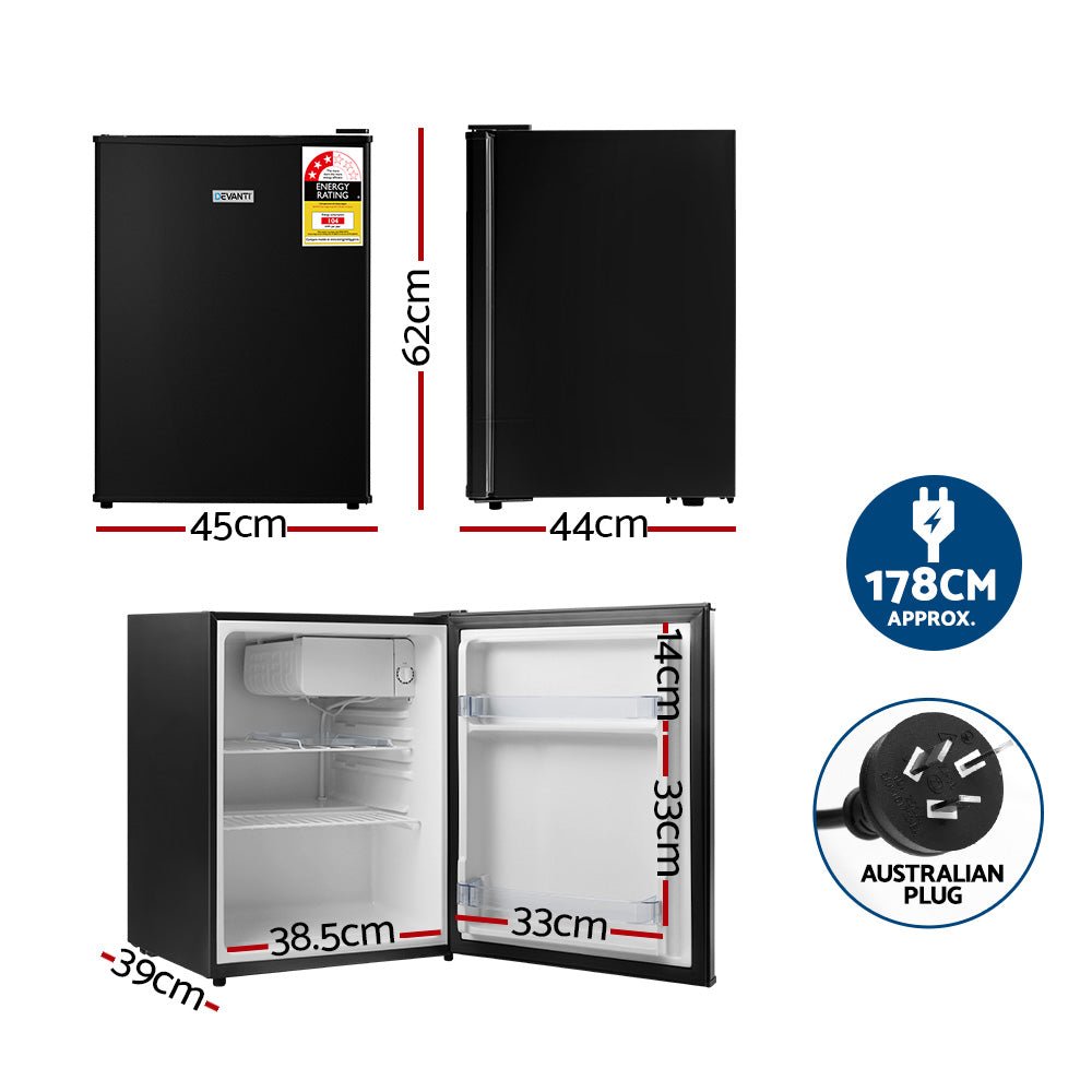 70L Bar Fridge Black - Appliances > Fridges & Freezers > Fridges - Rivercity House & Home Co. (ABN 18 642 972 209) - Affordable Modern Furniture Australia