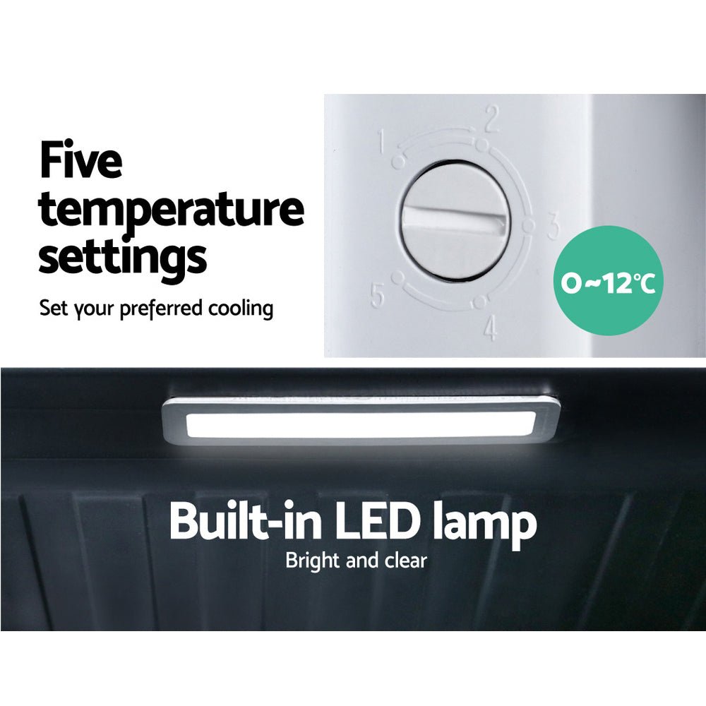 70L Bar Fridge Glass Door w/Light Black - Appliances > Fridges & Freezers > Fridges - Rivercity House & Home Co. (ABN 18 642 972 209) - Affordable Modern Furniture Australia