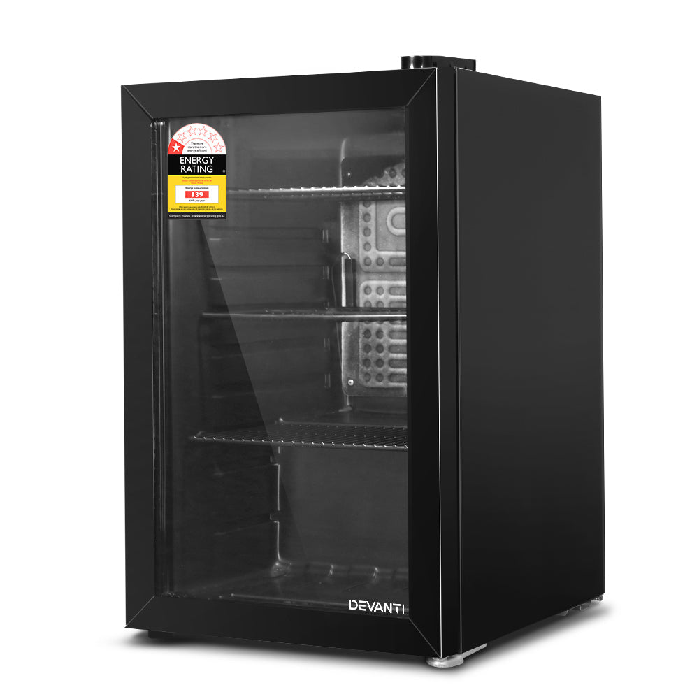70L Bar Fridge Glass Door w/Light Black - Appliances > Fridges & Freezers > Fridges - Rivercity House & Home Co. (ABN 18 642 972 209) - Affordable Modern Furniture Australia
