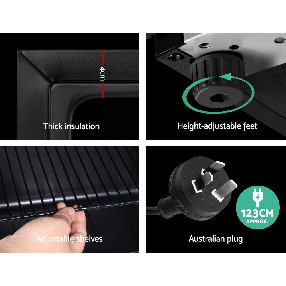 70L Bar Fridge Glass Door w/Light Black - Appliances > Fridges & Freezers > Fridges - Rivercity House & Home Co. (ABN 18 642 972 209) - Affordable Modern Furniture Australia