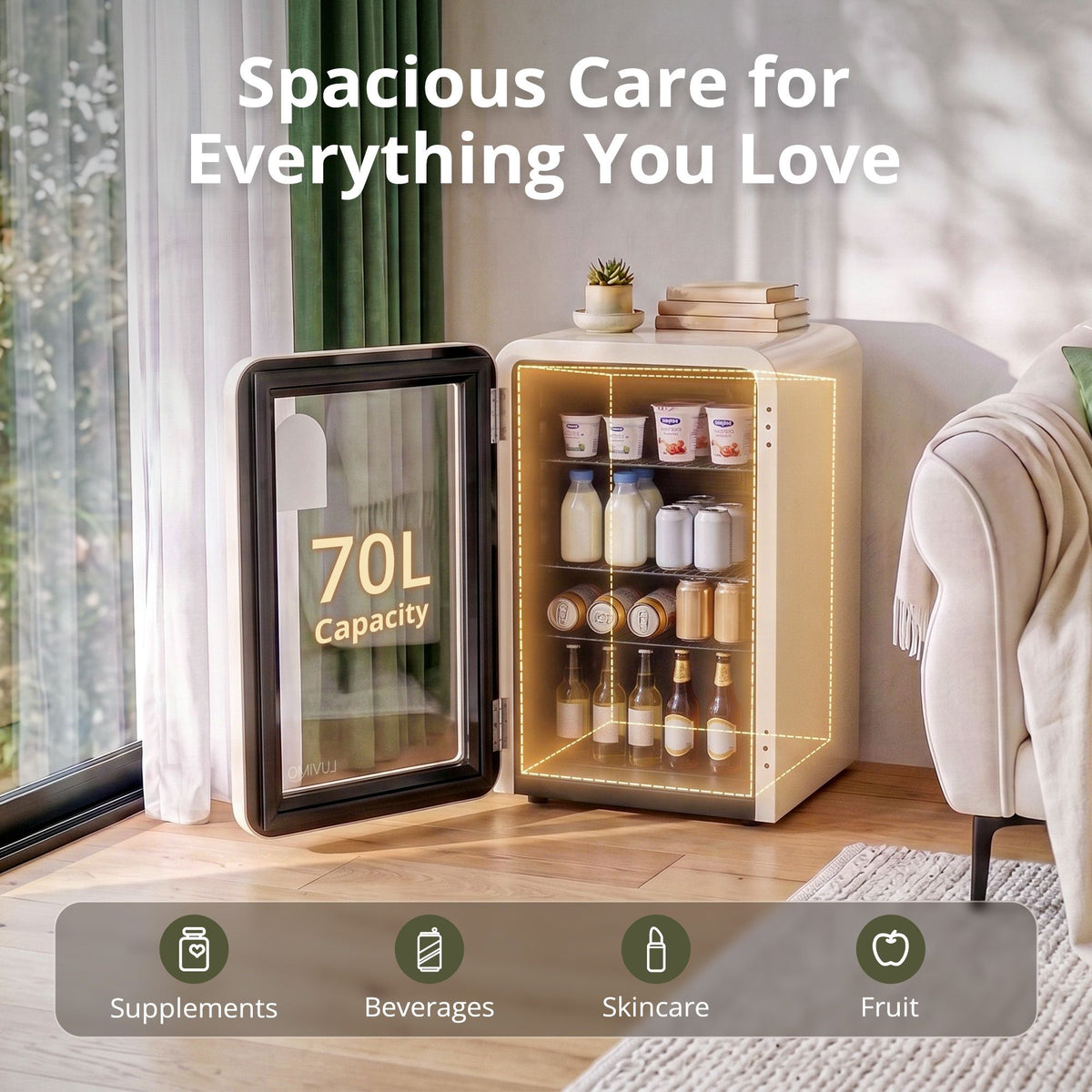 70L Mini Bar Fridge with Glass Door and Adjustable Temperature Levels - Appliances > Fridges & Freezers > Fridges - Rivercity House & Home Co. (ABN 18 642 972 209) - Affordable Modern Furniture Australia