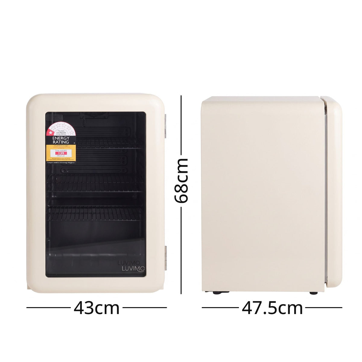 70L Mini Bar Fridge with Glass Door and Adjustable Temperature Levels - Appliances > Fridges & Freezers > Fridges - Rivercity House & Home Co. (ABN 18 642 972 209) - Affordable Modern Furniture Australia