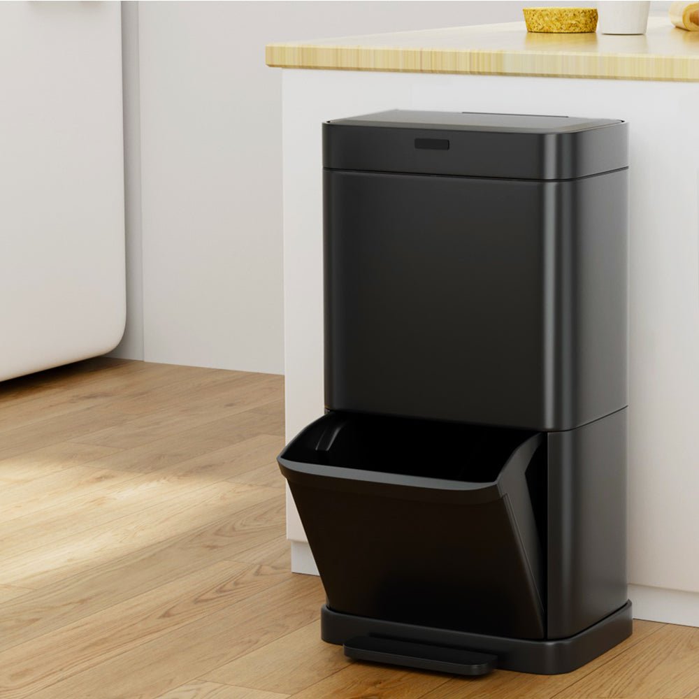 70L Motion Sensor Bin Pedal Bins Automatic Black - Home & Garden > Kitchen Bins > Automatic Bins - Rivercity House & Home Co. (ABN 18 642 972 209) - Affordable Modern Furniture Australia
