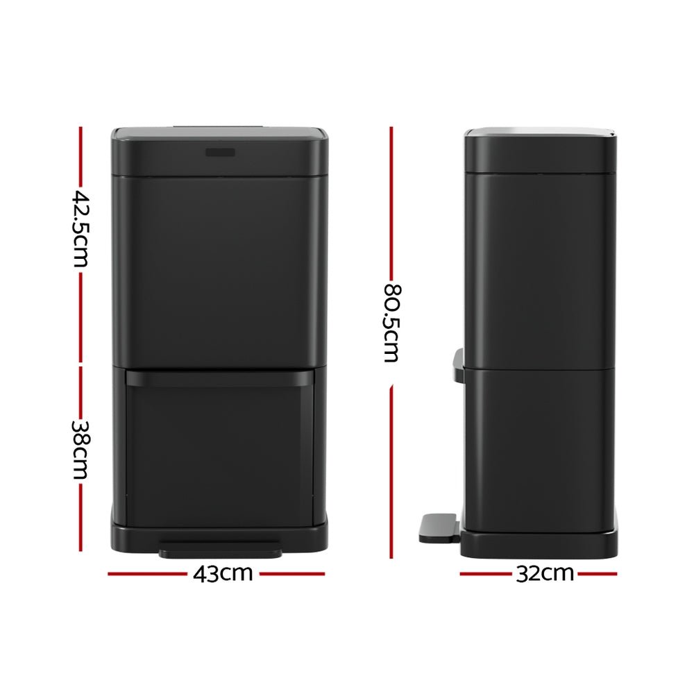 70L Motion Sensor Bin Pedal Bins Automatic Black - Home & Garden > Kitchen Bins > Automatic Bins - Rivercity House & Home Co. (ABN 18 642 972 209) - Affordable Modern Furniture Australia