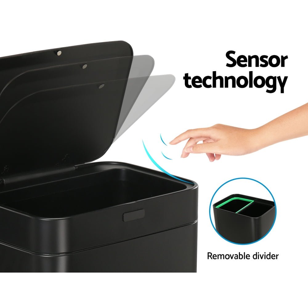 70L Motion Sensor Bin Pedal Bins Automatic Black - Home & Garden > Kitchen Bins > Automatic Bins - Rivercity House & Home Co. (ABN 18 642 972 209) - Affordable Modern Furniture Australia