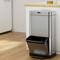 70L Motion Sensor and Pedal Bin with Dual Compartments and Stainless Steel - Silver