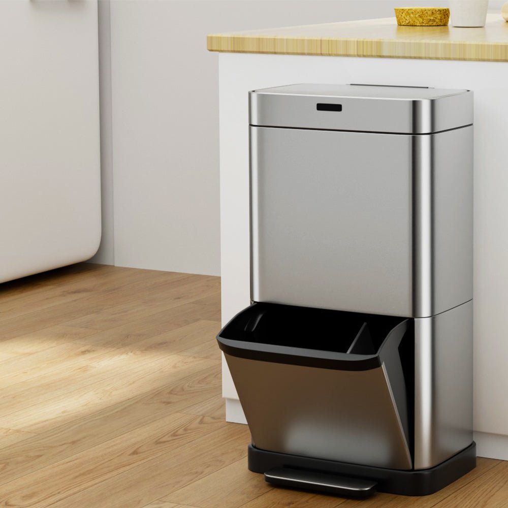 70L Motion Sensor Bin Pedal Bins Automatic Siver - Home & Garden > Kitchen Bins > Automatic Bins - Rivercity House & Home Co. (ABN 18 642 972 209) - Affordable Modern Furniture Australia