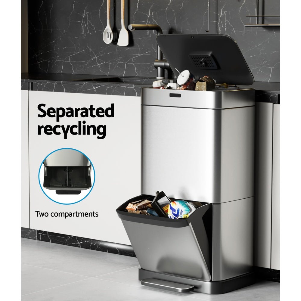 70L Motion Sensor Bin Pedal Bins Automatic Siver - Home & Garden > Kitchen Bins > Automatic Bins - Rivercity House & Home Co. (ABN 18 642 972 209) - Affordable Modern Furniture Australia