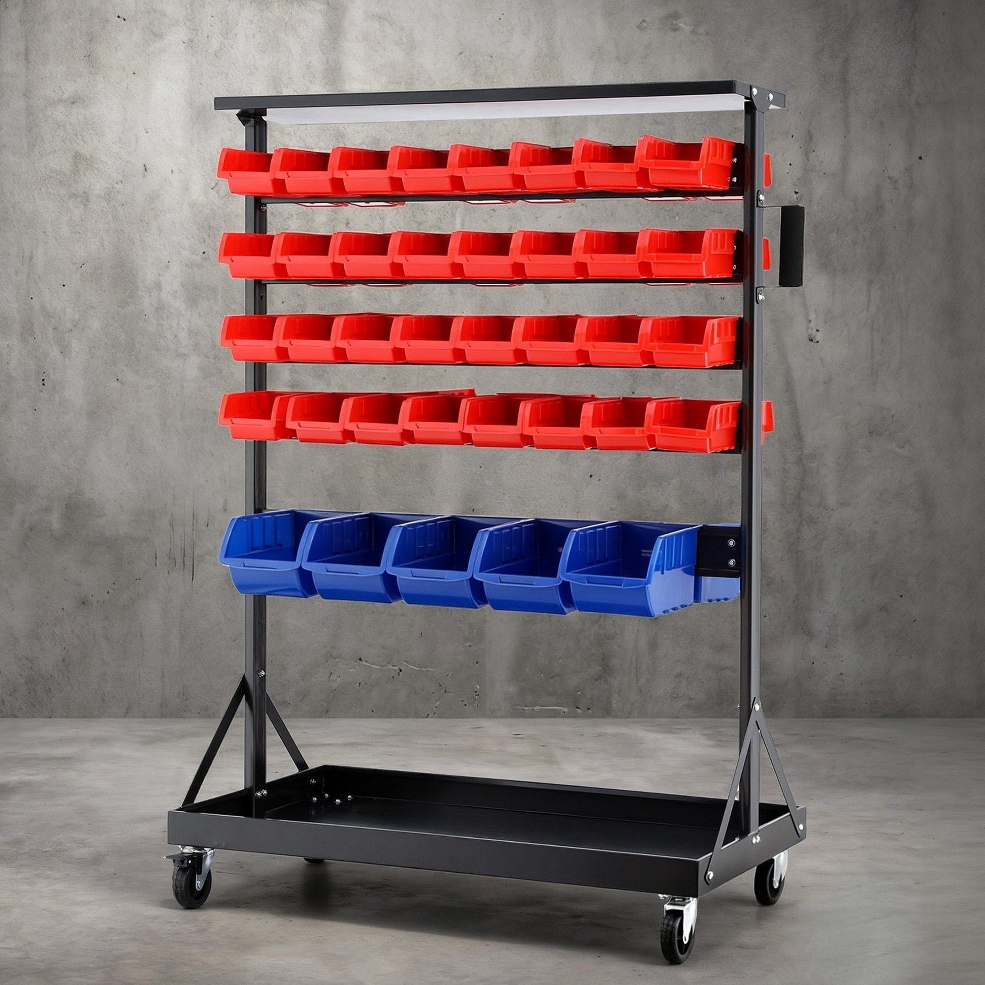 74 Bins Storage Rack Double Sided Mobile Garage Workshop Tools Organizer - Tools > Tools Storage > Wall Storage Racks - Rivercity House & Home Co. (ABN 18 642 972 209) - Affordable Modern Furniture Australia