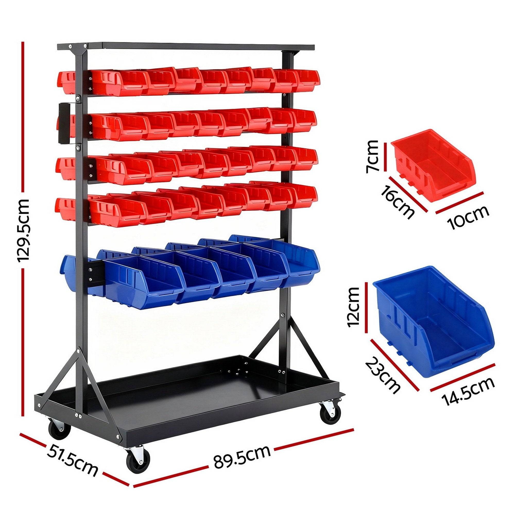 74 Bins Storage Rack Double Sided Mobile Garage Workshop Tools Organizer - Tools > Tools Storage > Wall Storage Racks - Rivercity House & Home Co. (ABN 18 642 972 209) - Affordable Modern Furniture Australia
