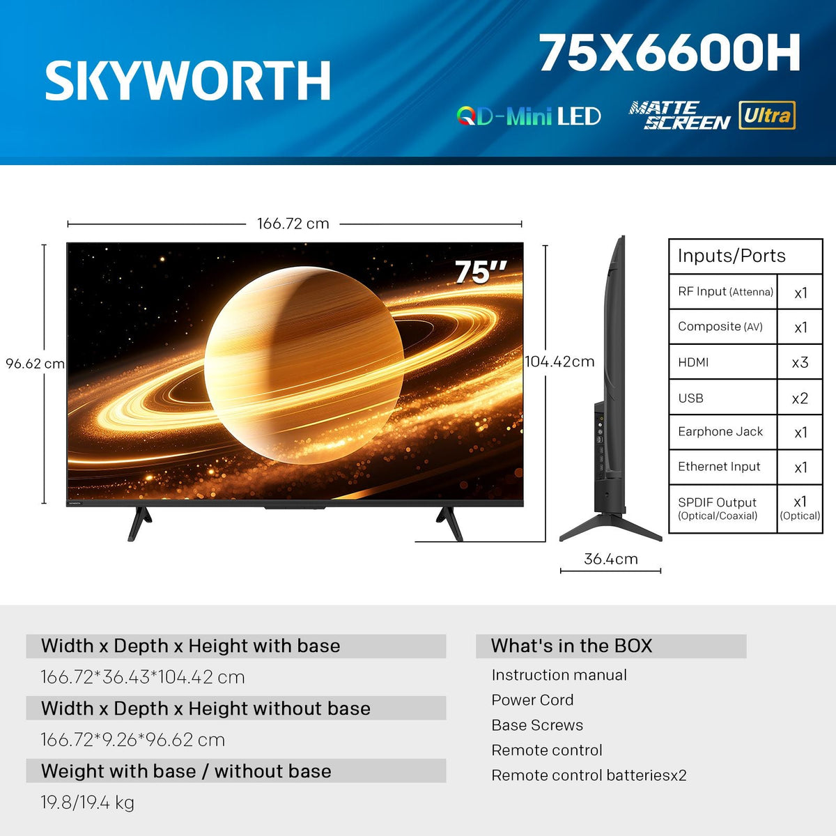 75-inch QD-Mini LED 4K Smart TV with Google TV, 120Hz, Dolby Vision & Atmos, Matte Anti-Glare Display, 30W Speakers, HDMI 2.1 - Appliances > TV > TVs & Accessories - Rivercity House & Home Co. (ABN 18 642 972 209) - Affordable Modern Furniture Australia