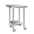 760x760mm Stainless Steel Kitchen Bench with Wheels 430 - Silver