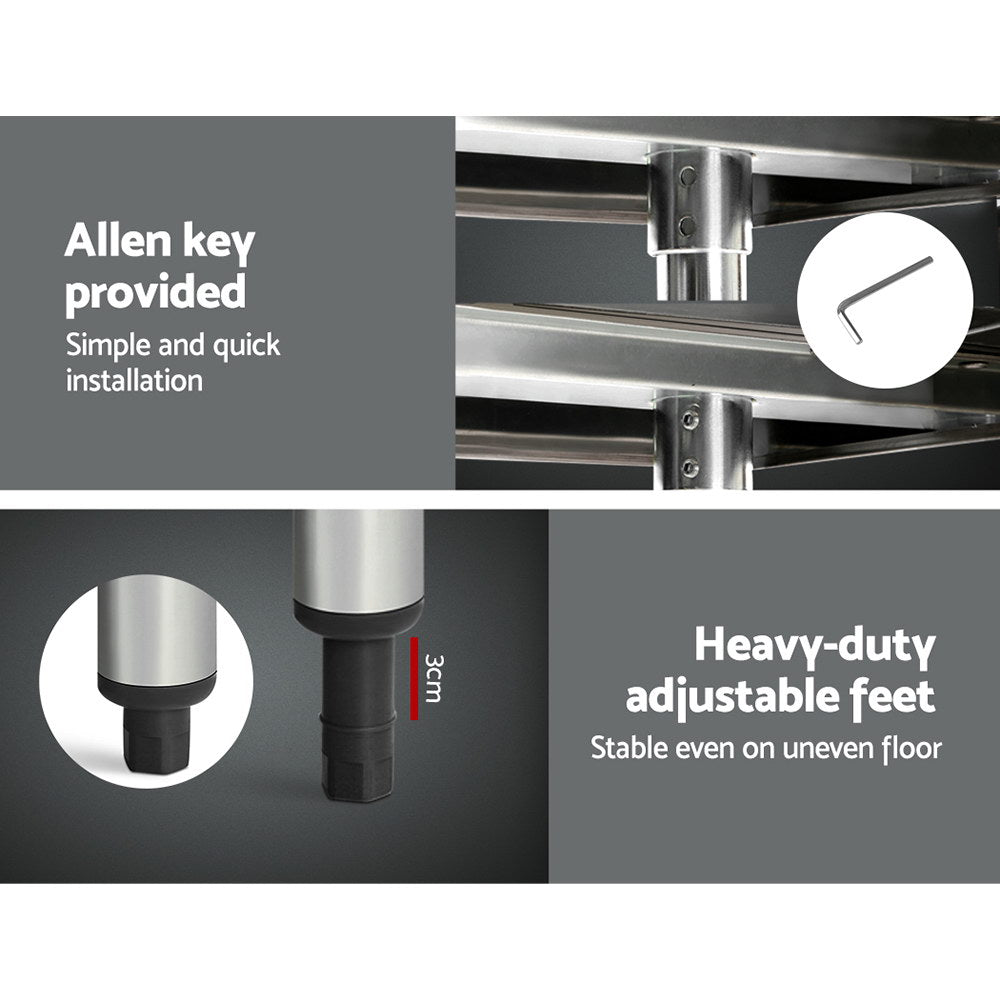 760x760mm Stainless Steel Kitchen Bench with Wheels 430 - Furniture > Dining > Kitchen Sinks - Rivercity House & Home Co. (ABN 18 642 972 209) - Affordable Modern Furniture Australia