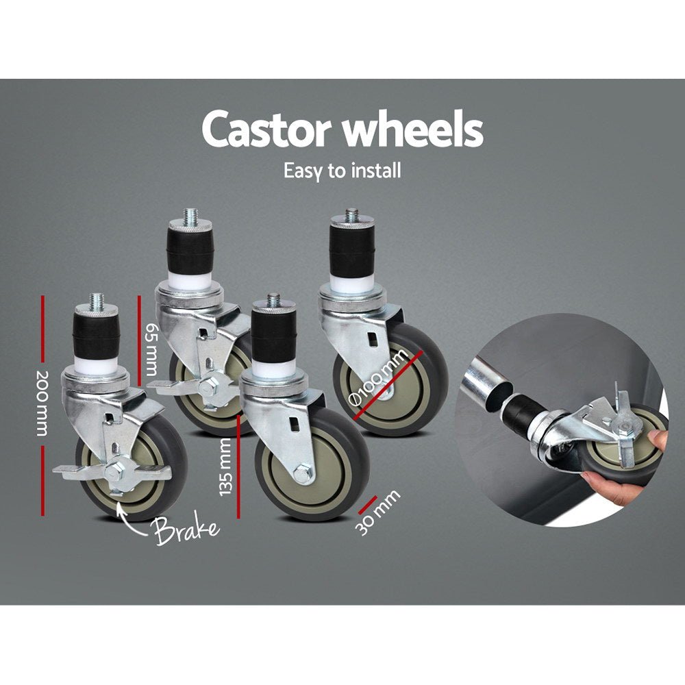 760x760mm Stainless Steel Kitchen Bench with Wheels 430 - Furniture > Dining > Kitchen Sinks - Rivercity House & Home Co. (ABN 18 642 972 209) - Affordable Modern Furniture Australia