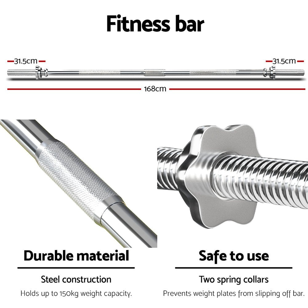 78kg Barbell Set with 168cm Barbell Bar and Weight Plates - Rubber - Sports & Fitness > Exercise, Gym & Fitness > Exercise Benches - Rivercity House & Home Co. (ABN 18 642 972 209) - Affordable Modern Furniture Australia