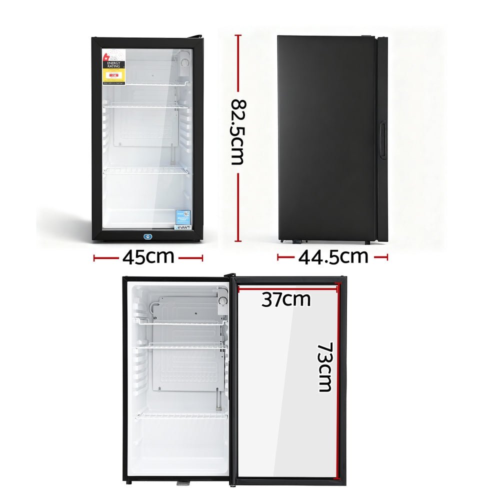 78L Bar Fridge Glass Door Mini Fridge Countertop Cooler Black - Appliances > Fridges & Freezers > Fridges - Rivercity House & Home Co. (ABN 18 642 972 209) - Affordable Modern Furniture Australia