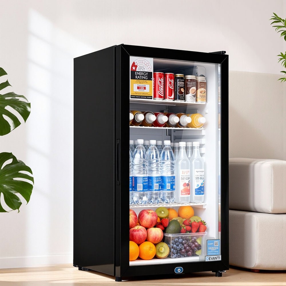 78L Bar Fridge Glass Door Mini Fridge Countertop Cooler Black - Appliances > Fridges & Freezers > Fridges - Rivercity House & Home Co. (ABN 18 642 972 209) - Affordable Modern Furniture Australia