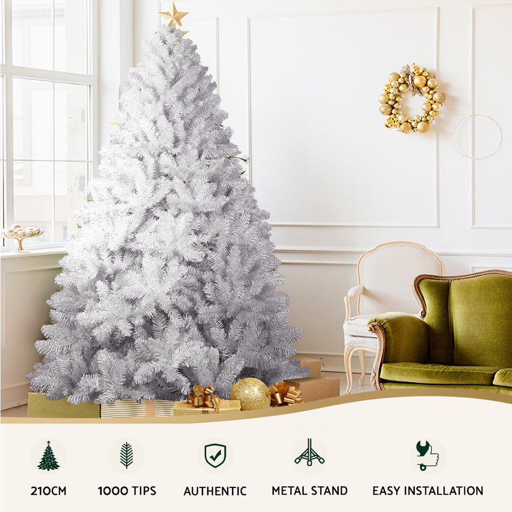 7FT / 2.1M Christmas Tree - 1000 Tips - Traditional Full Design - White - Rivercity House & Home Co. (ABN 18 642 972 209) - Affordable Modern Furniture Australia