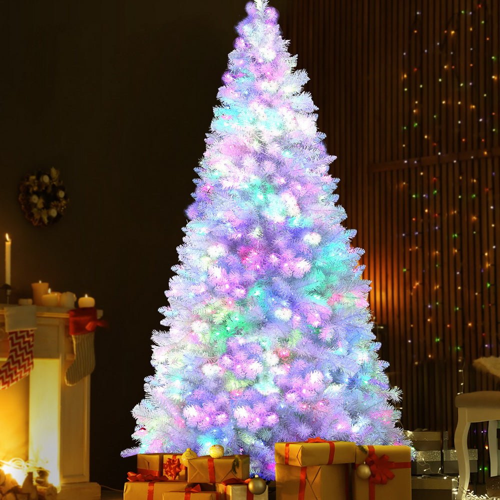 7FT / 2.1M Christmas Tree - 1310 Tips - Pre-lit 450 RGB LED Lights - Multi-Colour Combinations & Remote Control - White - Occasions > Christmas > Christmas Trees - Rivercity House & Home Co. (ABN 18 642 972 209) - Affordable Modern Furniture Australia