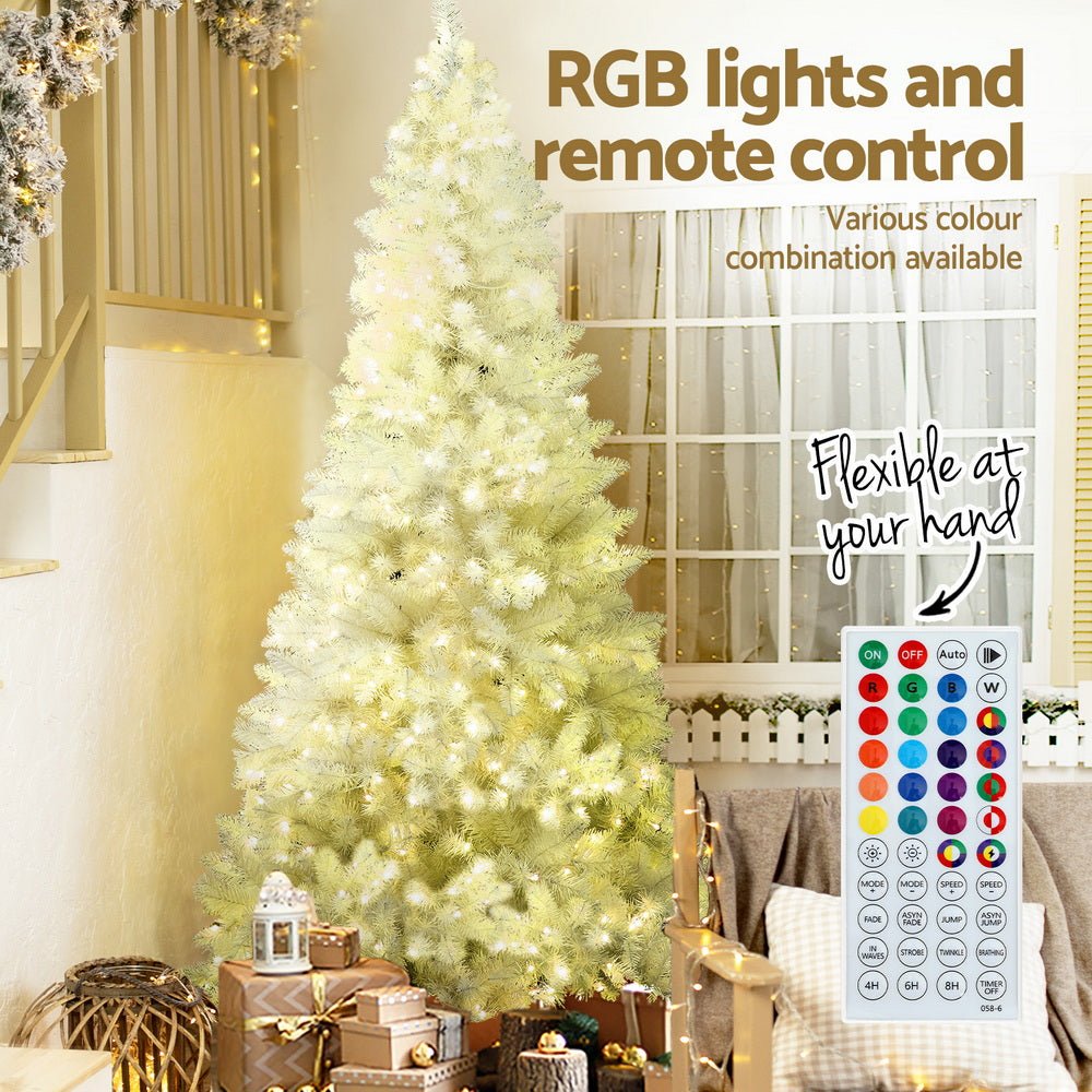 7FT / 2.1M Christmas Tree - 1310 Tips - Pre-lit 450 RGB LED Lights - Multi-Colour Combinations & Remote Control - White - Occasions > Christmas > Christmas Trees - Rivercity House & Home Co. (ABN 18 642 972 209) - Affordable Modern Furniture Australia
