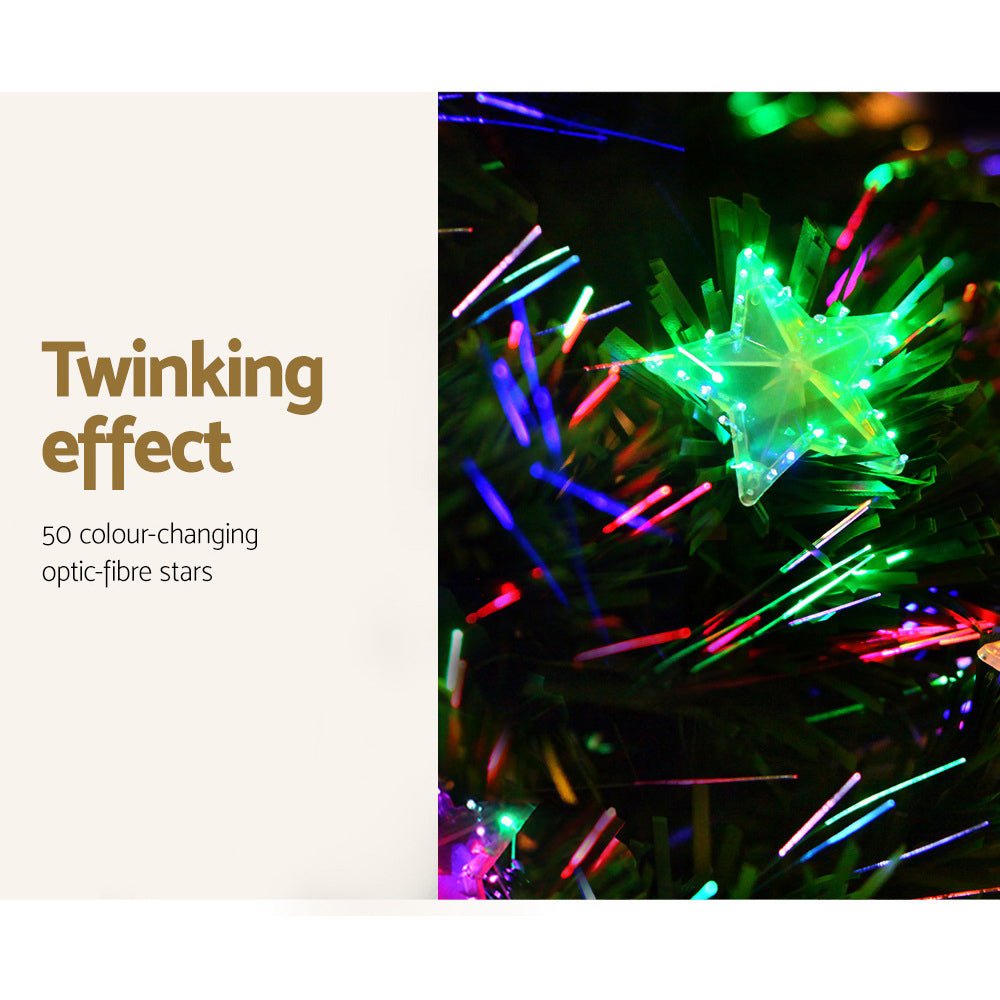 7FT / 2.1M Fibre Optic Christmas Tree – 280 Tips – Pre-lit Multi-Colour LED Fibre Optic Lights with Star Topper & 50 Fibre Optic Stars - Occasions - Rivercity House & Home Co. (ABN 18 642 972 209) - Affordable Modern Furniture Australia