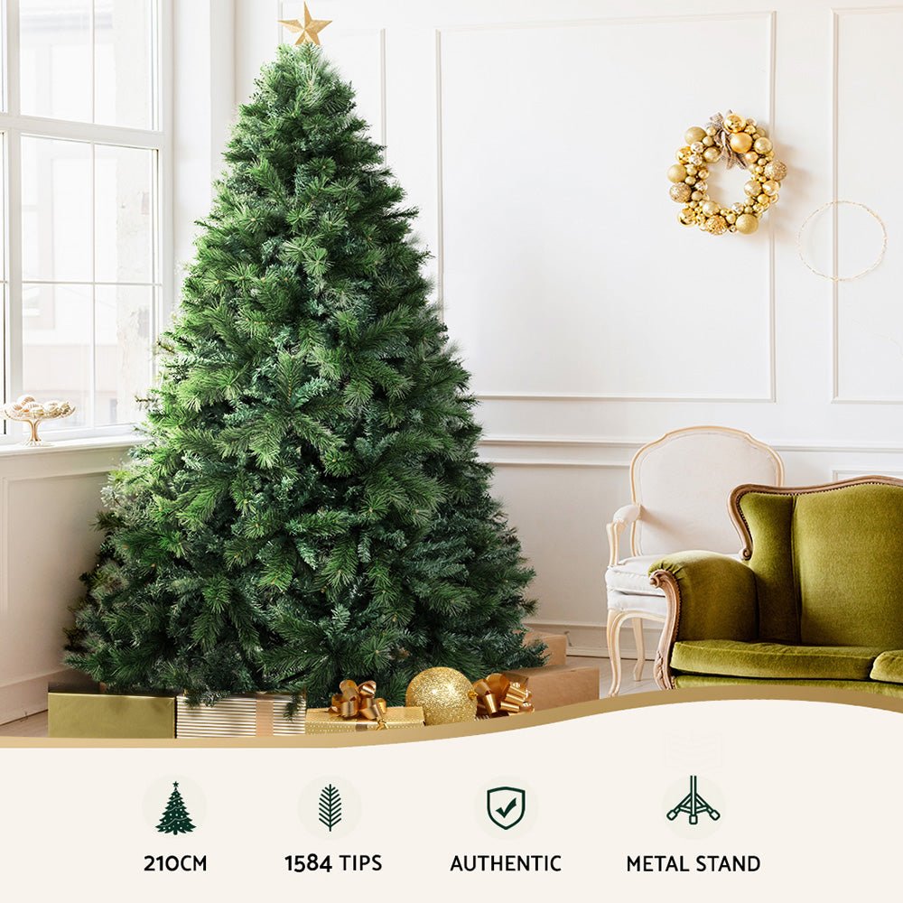 7FT / 2.1M Pine Needle Christmas Tree - 1584 Tips - Traditional Full Design - Green - Rivercity House & Home Co. (ABN 18 642 972 209) - Affordable Modern Furniture Australia