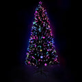 7FT / 2.1M Fibre Optic Christmas Tree – 280 Tips – Pre-lit Multi-Colour LED Fibre Optic Lights with Star Topper & 50 Fibre Optic Stars