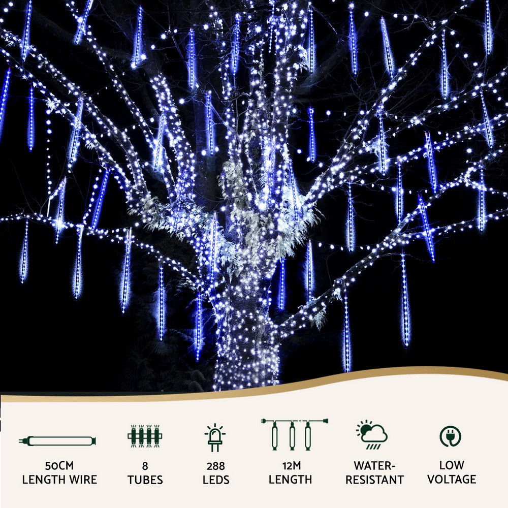 7M Christmas Lights Shower Light 288 LED Icicle Falling Metor - Occasions > Christmas > Outdoor Decorations & Lights - Rivercity House & Home Co. (ABN 18 642 972 209) - Affordable Modern Furniture Australia