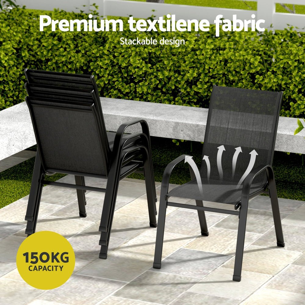 7PC Outdoor Dining Set Table and Chairs Patio Furniture Garden Bistro Set Black - Furniture > Outdoor > Outdoor Dining Sets - Rivercity House & Home Co. (ABN 18 642 972 209) - Affordable Modern Furniture Australia
