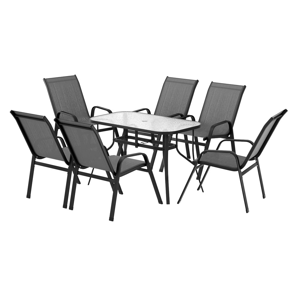 7PC Outdoor Dining Set Table and Chairs Patio Furniture Garden Bistro Set Grey - Furniture > Outdoor > Outdoor Dining Sets - Rivercity House & Home Co. (ABN 18 642 972 209) - Affordable Modern Furniture Australia