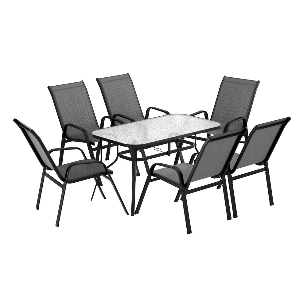 7PC Outdoor Dining Set Table and Chairs Patio Furniture Garden Bistro Set Grey - Furniture > Outdoor > Outdoor Dining Sets - Rivercity House & Home Co. (ABN 18 642 972 209) - Affordable Modern Furniture Australia
