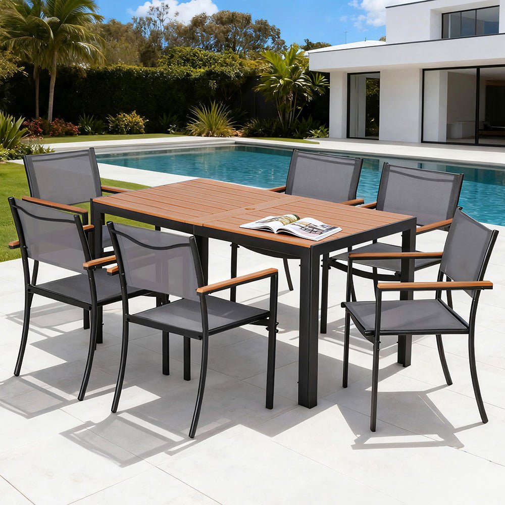 7PCS Outdoor Dining Set Table and Chairs Patio Garden Furniture Bistro Set - Furniture > Outdoor > Outdoor Dining Sets - Rivercity House & Home Co. (ABN 18 642 972 209) - Affordable Modern Furniture Australia