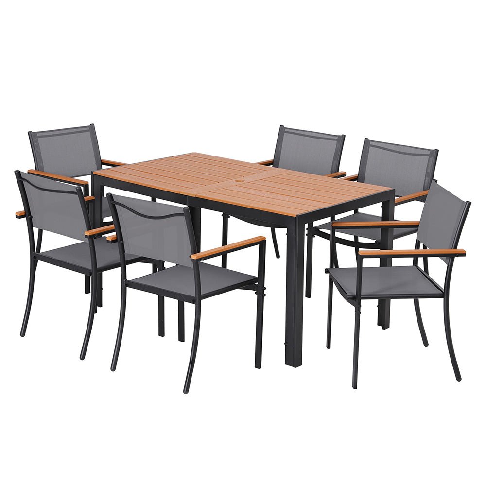 7PCS Outdoor Dining Set Table and Chairs Patio Garden Furniture Bistro Set - Furniture > Outdoor > Outdoor Dining Sets - Rivercity House & Home Co. (ABN 18 642 972 209) - Affordable Modern Furniture Australia
