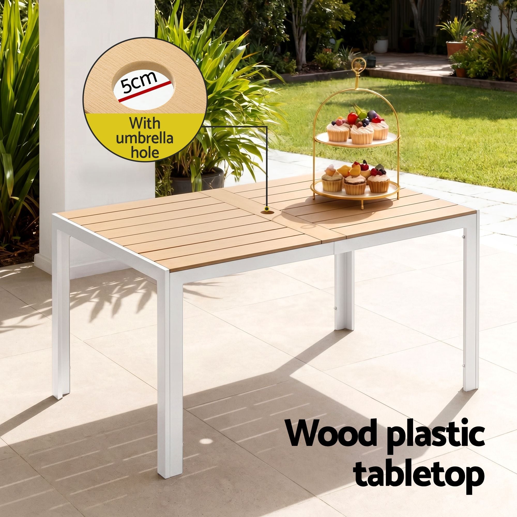7PCS Outdoor Dining Set Table and Chairs Patio Garden Furniture Bistro Set White - Furniture > Outdoor > Outdoor Dining Sets - Rivercity House & Home Co. (ABN 18 642 972 209) - Affordable Modern Furniture Australia