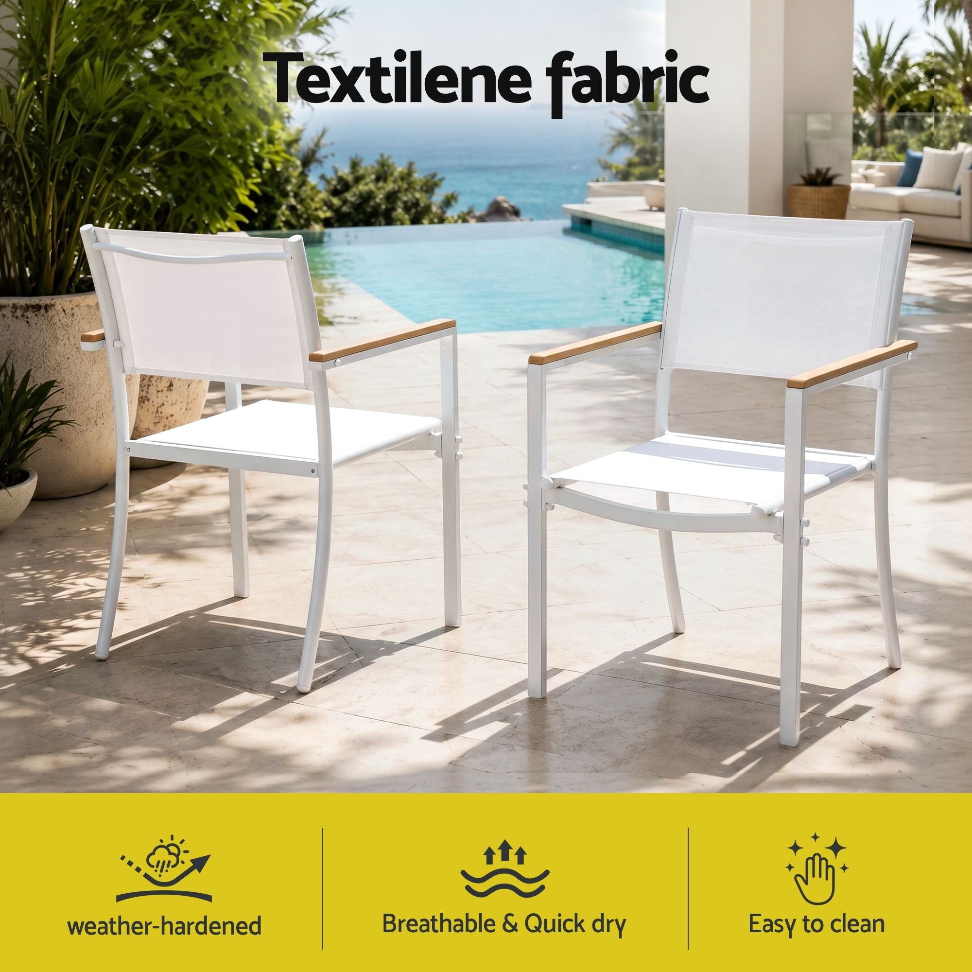 7PCS Outdoor Dining Set Table and Chairs Patio Garden Furniture Bistro Set White - Furniture > Outdoor > Outdoor Dining Sets - Rivercity House & Home Co. (ABN 18 642 972 209) - Affordable Modern Furniture Australia