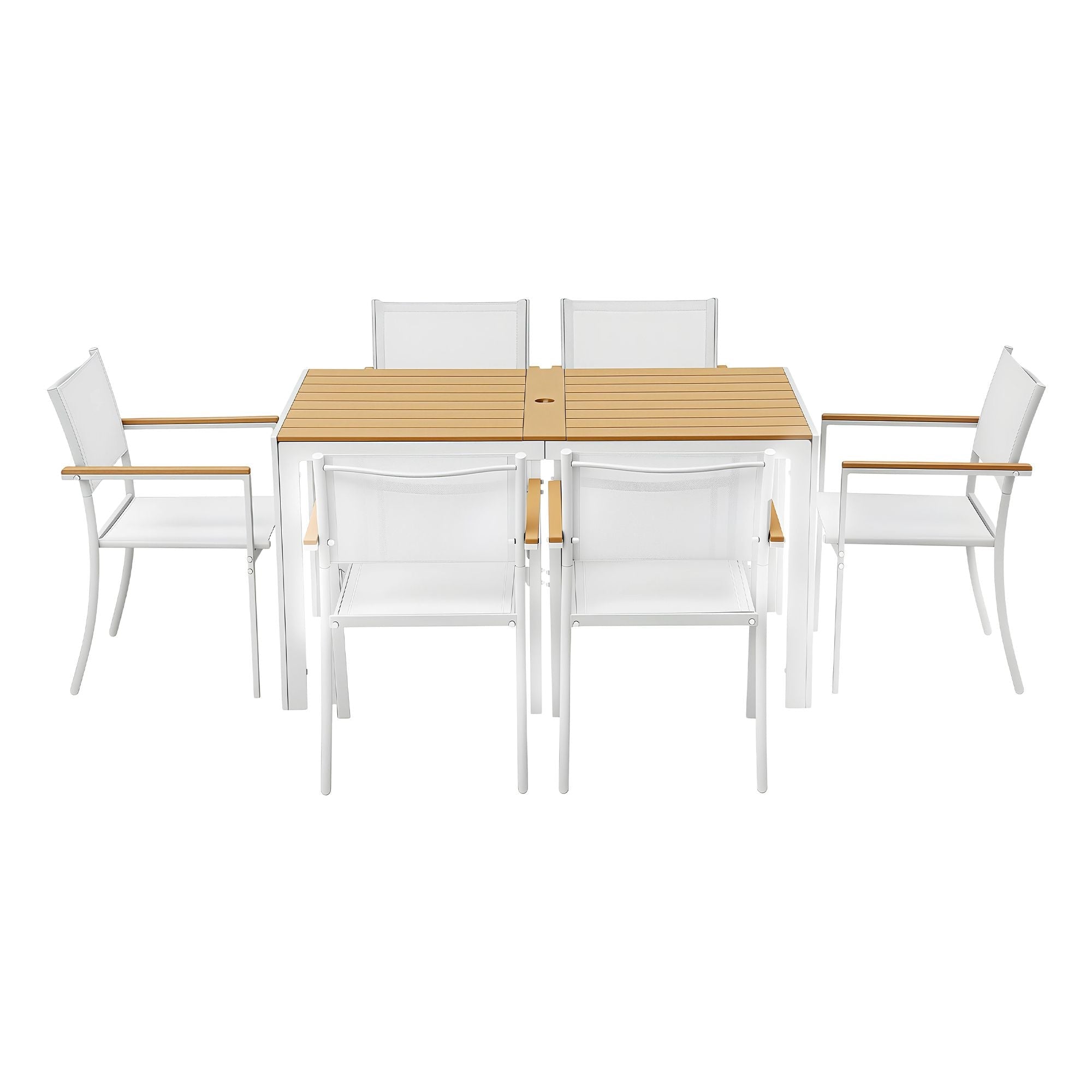 7PCS Outdoor Dining Set Table and Chairs Patio Garden Furniture Bistro Set White - Furniture > Outdoor > Outdoor Dining Sets - Rivercity House & Home Co. (ABN 18 642 972 209) - Affordable Modern Furniture Australia