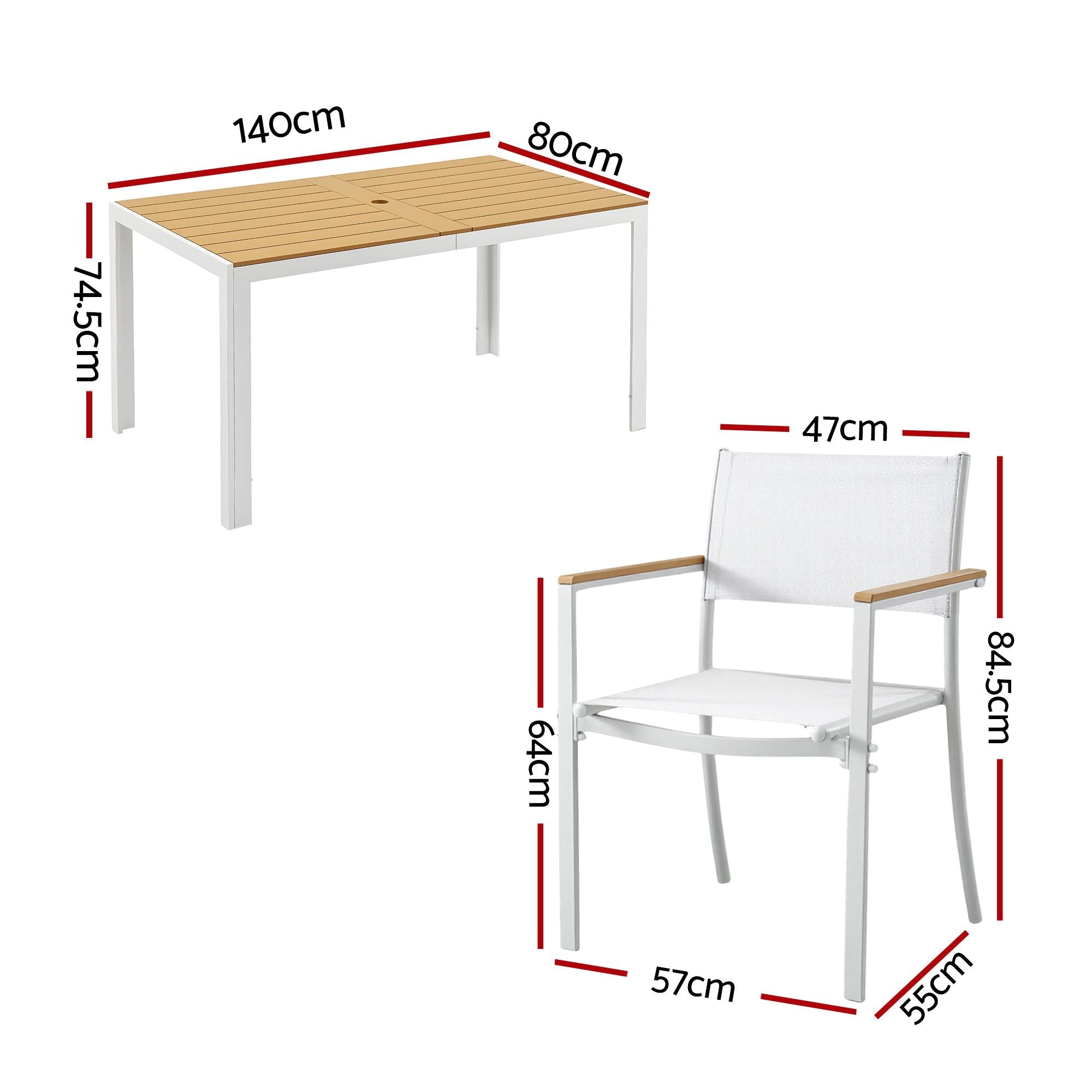 7PCS Outdoor Dining Set Table and Chairs Patio Garden Furniture Bistro Set White - Furniture > Outdoor > Outdoor Dining Sets - Rivercity House & Home Co. (ABN 18 642 972 209) - Affordable Modern Furniture Australia