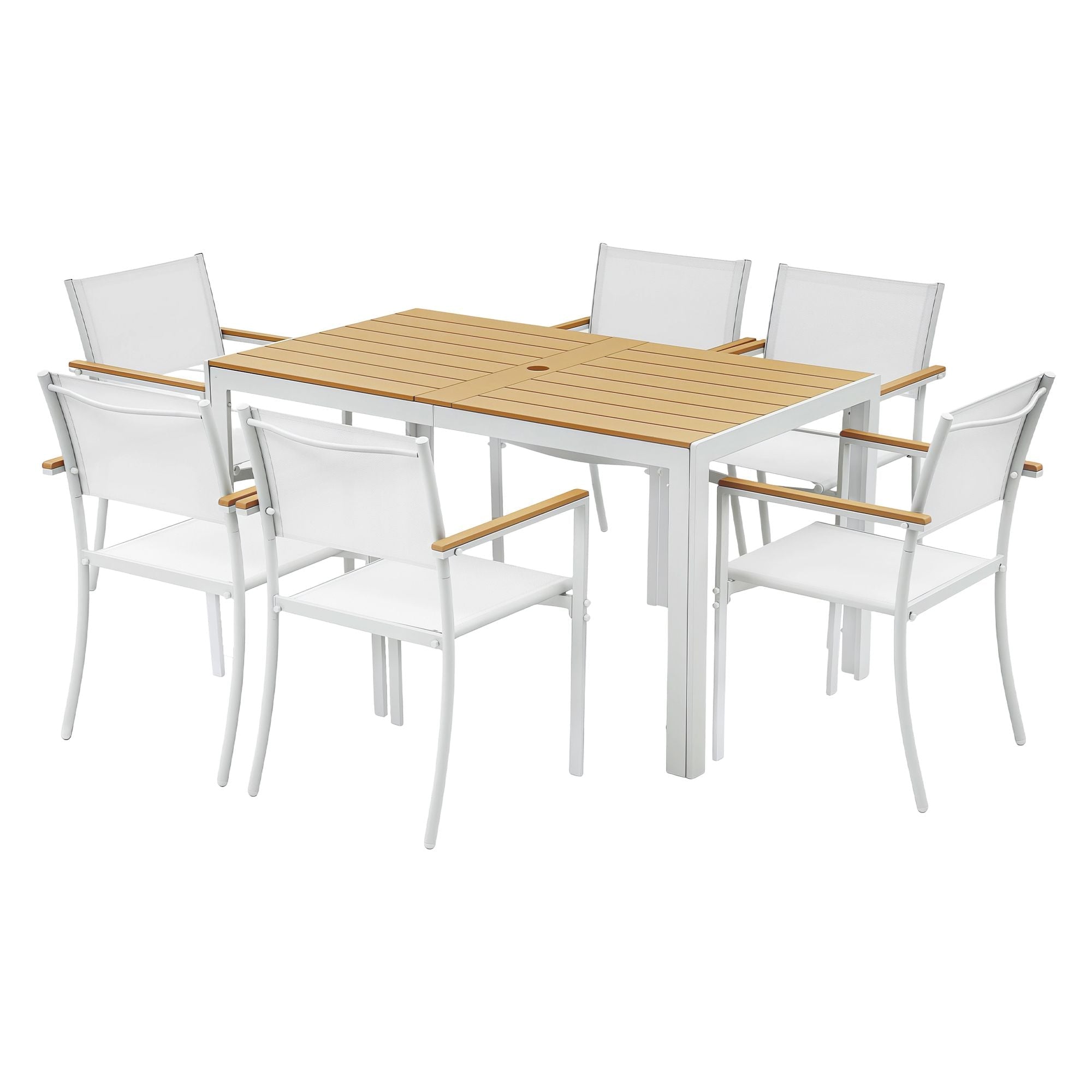 7PCS Outdoor Dining Set Table and Chairs Patio Garden Furniture Bistro Set White - Furniture > Outdoor > Outdoor Dining Sets - Rivercity House & Home Co. (ABN 18 642 972 209) - Affordable Modern Furniture Australia