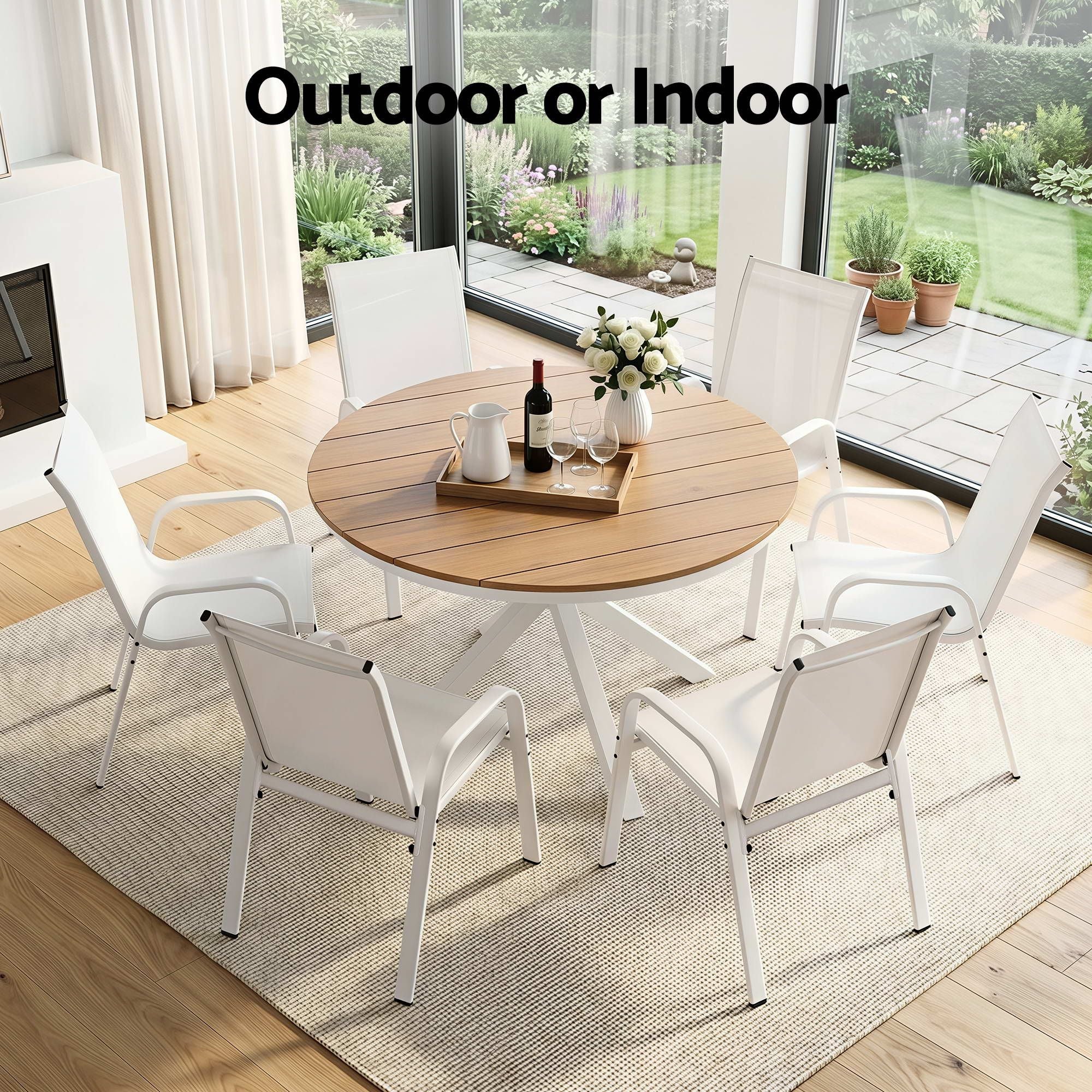 7PCS Outdoor Dining Set Table and Chairs Patio Garden Furniture Steel - Furniture > Outdoor > Outdoor Dining Sets - Rivercity House & Home Co. (ABN 18 642 972 209) - Affordable Modern Furniture Australia