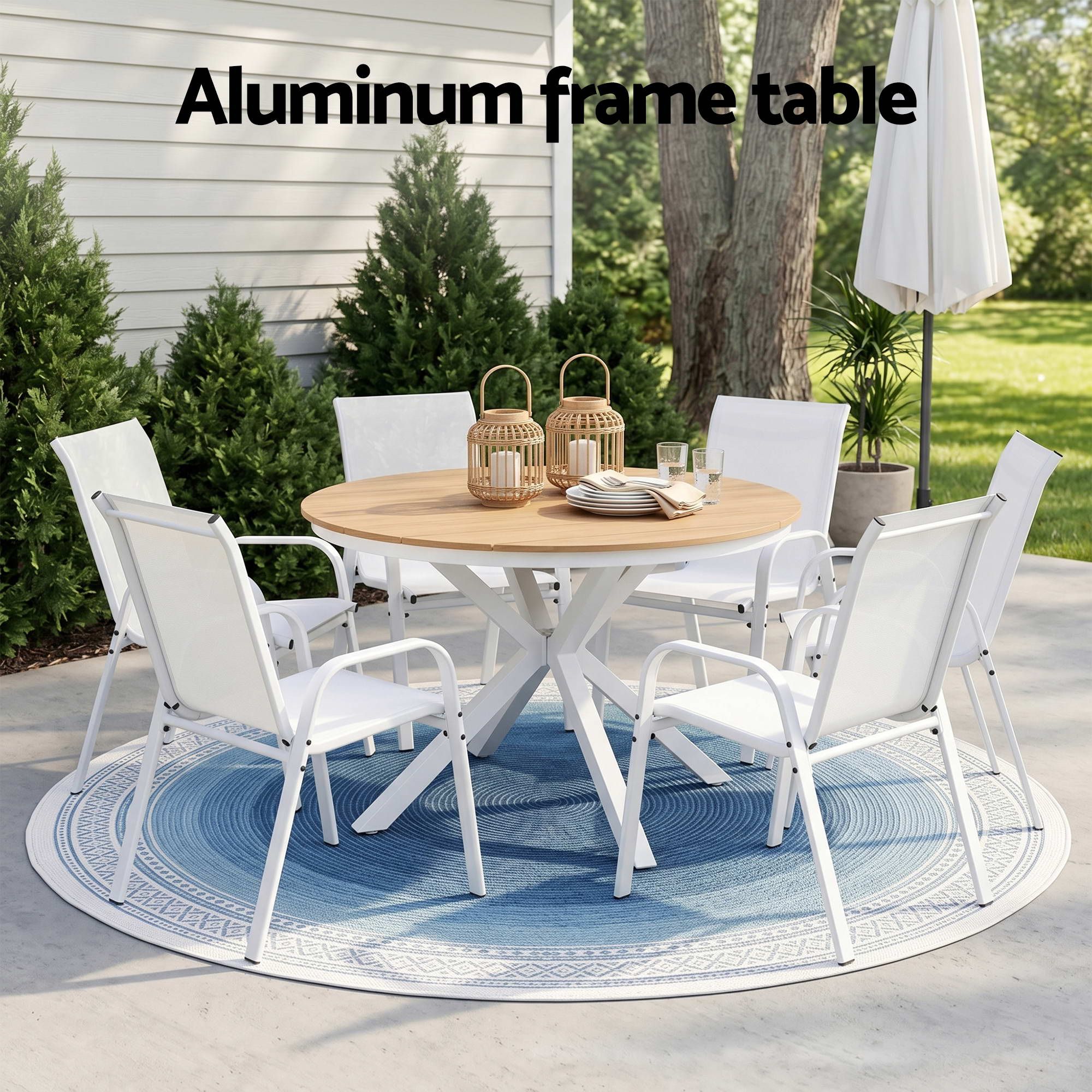 7PCS Outdoor Dining Set Table and Chairs Patio Garden Furniture Steel - Furniture > Outdoor > Outdoor Dining Sets - Rivercity House & Home Co. (ABN 18 642 972 209) - Affordable Modern Furniture Australia