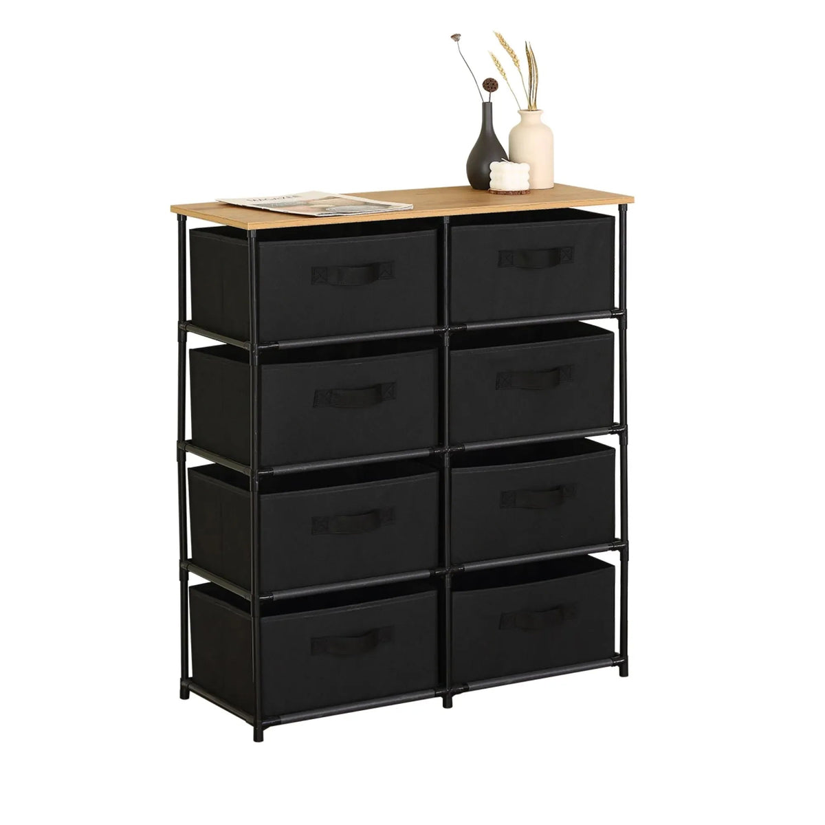 8 Drawer Fabric Storage Dresser with Steel Frame - Black - Furniture > Sofas > Sofa Accessories - Rivercity House & Home Co. (ABN 18 642 972 209) - Affordable Modern Furniture Australia