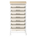 8 Drawer Mobile Storage Trolley with Wooden Top and Swivel Wheels - Natural