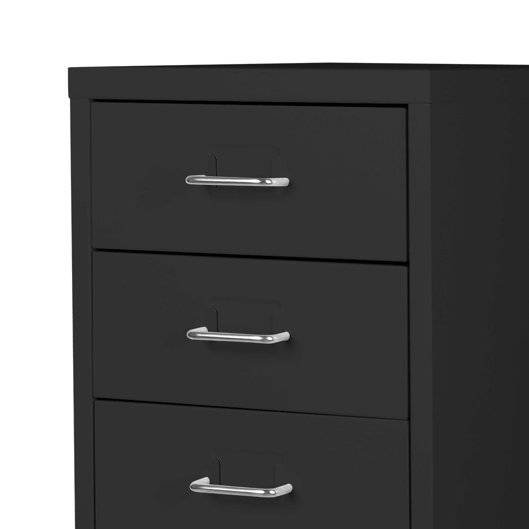 8 - Drawer Steel Office Filing Cabinet with Wheels - Black - Rivercity House & Home Co. (ABN 18 642 972 209) - Affordable Modern Furniture Australia