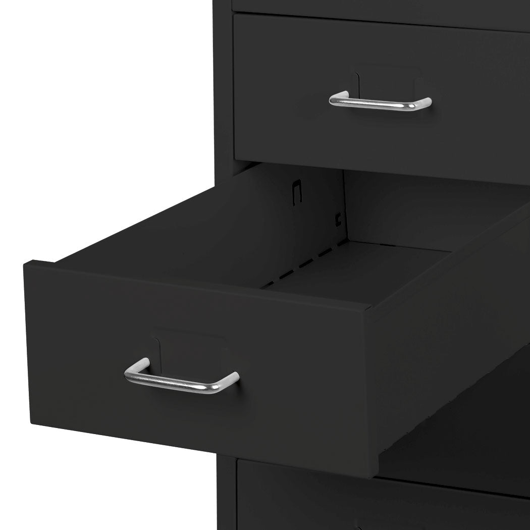 8 - Drawer Steel Office Filing Cabinet with Wheels - Black - Rivercity House & Home Co. (ABN 18 642 972 209) - Affordable Modern Furniture Australia