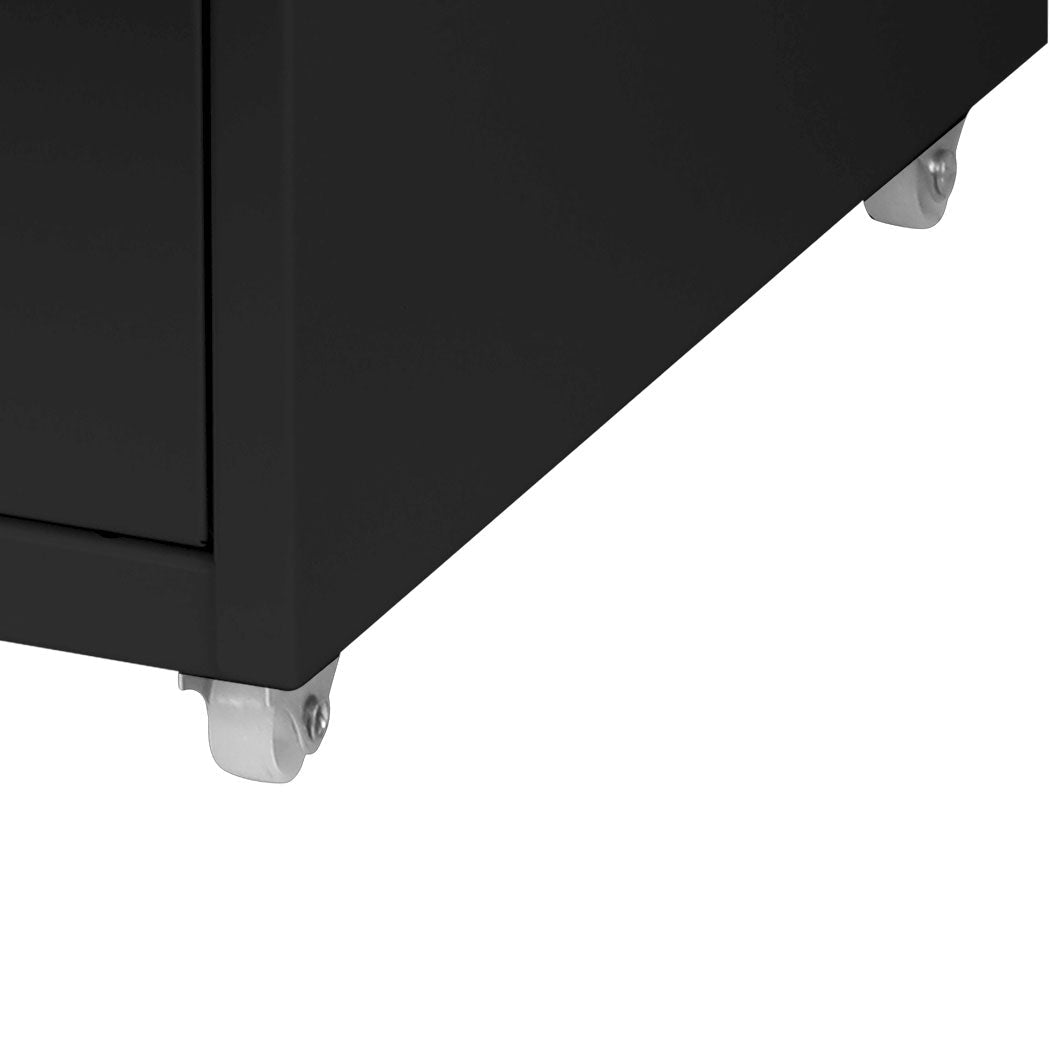 8 - Drawer Steel Office Filing Cabinet with Wheels - Black - Rivercity House & Home Co. (ABN 18 642 972 209) - Affordable Modern Furniture Australia
