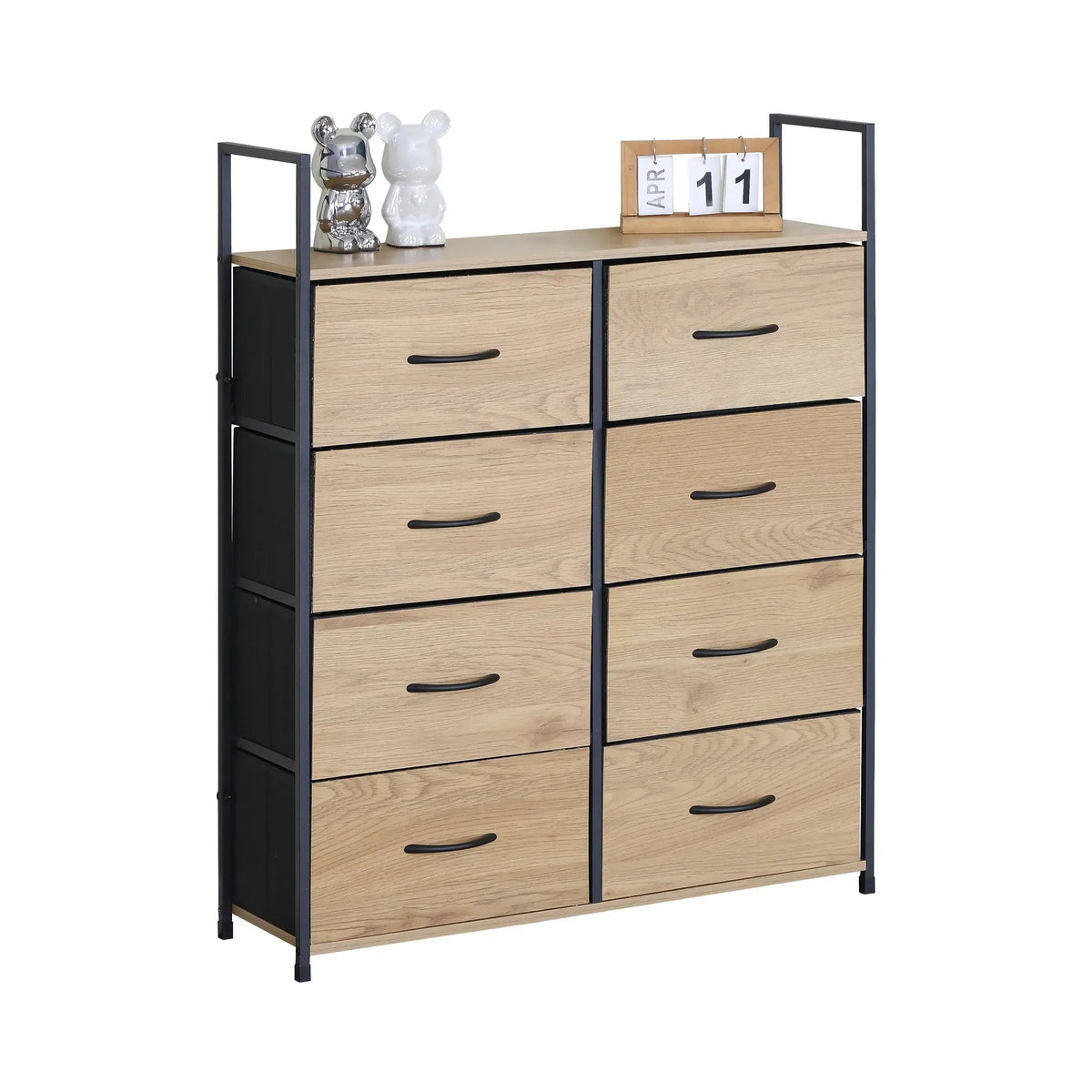8 Drawer Tallboy Storage Cabinet Rustic Steel and MDF - Brown - Home & Garden > Storage > Storage Cabinets & Lockers - Rivercity House & Home Co. (ABN 18 642 972 209) - Affordable Modern Furniture Australia