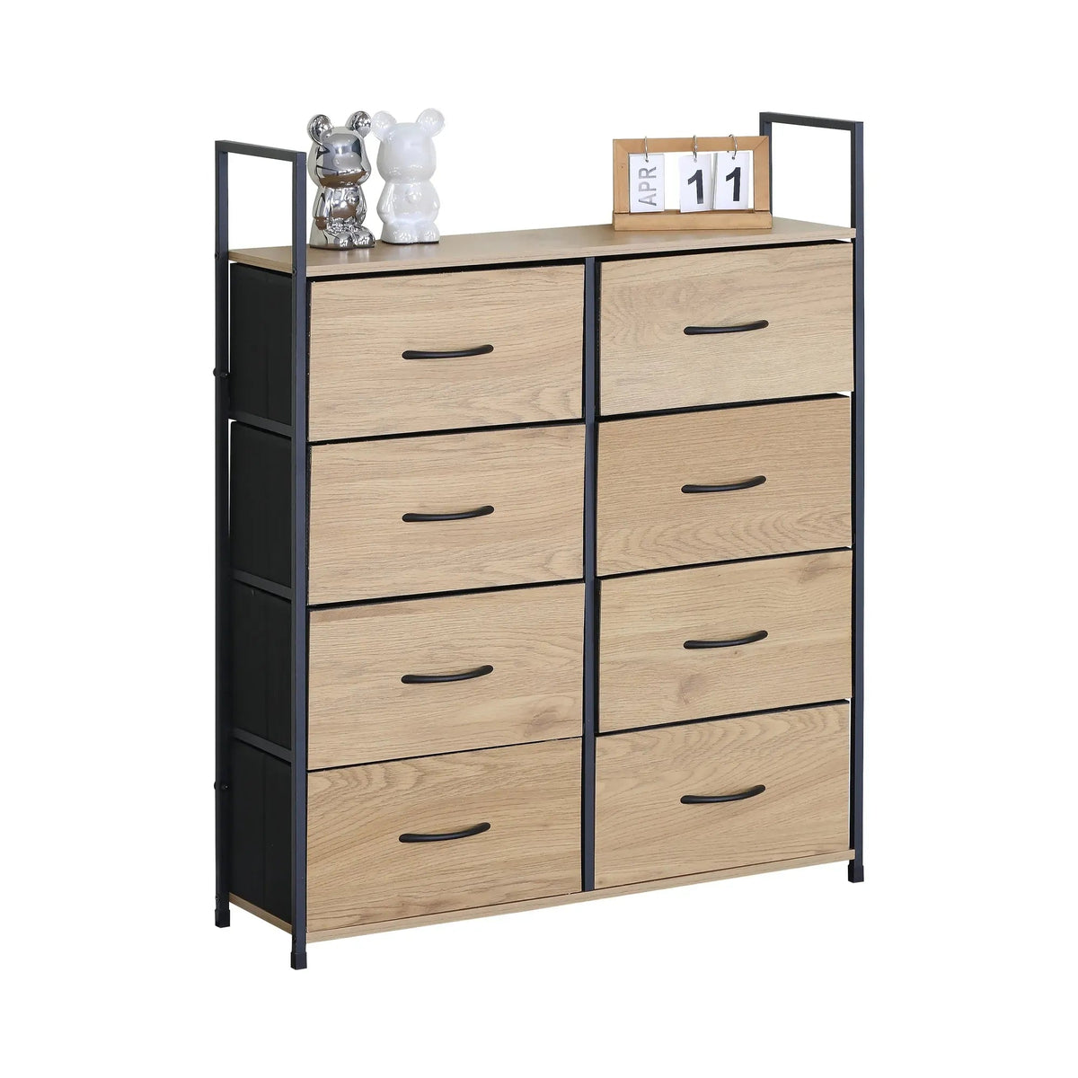 8 Drawer Tallboy Storage Cabinet Rustic Steel and MDF - Brown - Home & Garden > Storage > Storage Cabinets & Lockers - Rivercity House & Home Co. (ABN 18 642 972 209) - Affordable Modern Furniture Australia