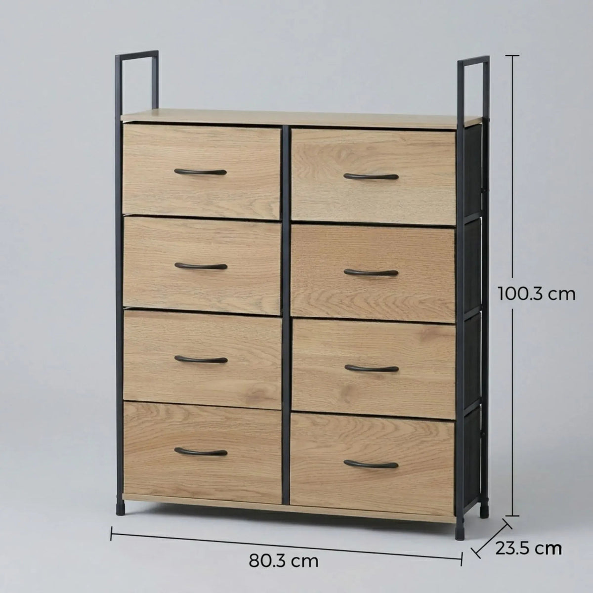 8 Drawer Tallboy Storage Cabinet Rustic Steel and MDF - Brown - Home & Garden > Storage > Storage Cabinets & Lockers - Rivercity House & Home Co. (ABN 18 642 972 209) - Affordable Modern Furniture Australia