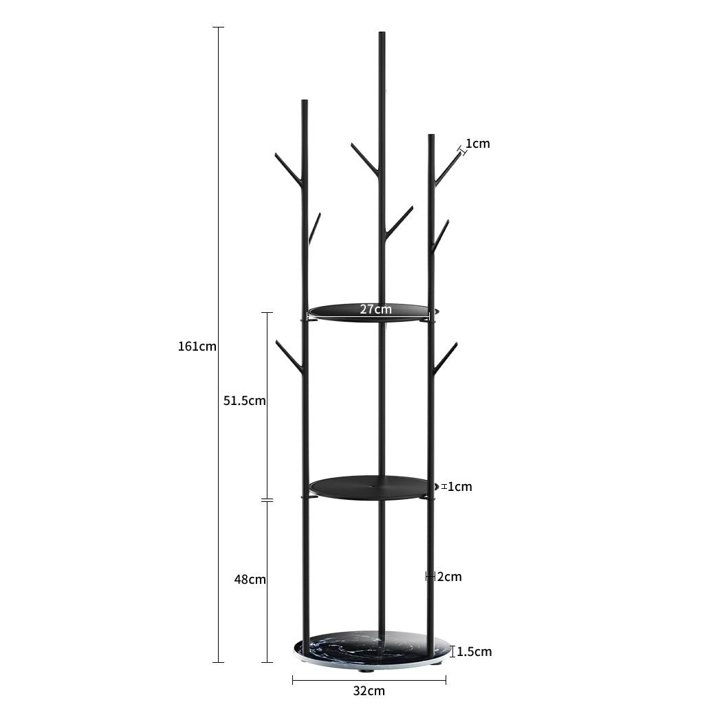 8 - Hook Coat Rack with Shelves Organizer Stand - Black - Rivercity House & Home Co. (ABN 18 642 972 209) - Affordable Modern Furniture Australia